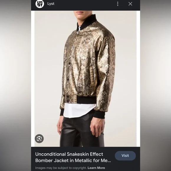 UNCONDITIONAL London Black/Grey Metallic Snakeskin-effect Bomber